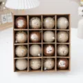 Kerstboom hangende kerstbal ornament set met glitters en pailletten in 16 stuks doos - 16 Stuks/Verpakking / Champagne