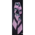 Sciarpa skinny rosa da donna con stampa di muso di gatto e eleganti strisce nere diagonali. - PDXJ-Gatto misterioso rosa