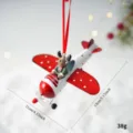 Weihnachten Hängeornament Eisen Flugzeug mit Rentier Christbaumschmuck 11x13cm - Deko-Flugzeug aus Eisen mit Rentier