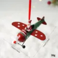 Weihnachten Metall Flugzeug Ornament Detailansicht mit Weihnachtsmann Hängedekoration. - Schmiedeeiserner Weihnachtsmann mit Flugzeug