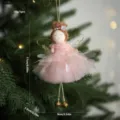 Ornement de poupée ange fée en tissu de Noël, joli décor suspendu en peluche. - Ange en dentelle à pétales roses