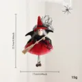 Halloween hanging witch doll fabric ornament with broom for party decor size 22.5x17cm - Red Broom Witch