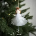 Poupée Fée Décoration Arbre De Noël Ornement Suspendu Pendentif Ange Peluche Festif - Ange en dentelle de pétales blancs