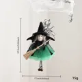 Halloween hanging witch doll with broom fabric ornament party scene layout prop 22.5cm - Green Broom Witch