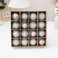 Boules de Noël argentées décoratives en coffret pour décoration de fête et maison - 16 Pièces/Paquet / Argent