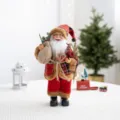 Stehender Weihnachtsmann Puppe Kariert Weihnachten Ornament Tischfigur 30cm Deko - Rotes Karo mit Hanfseil 30cm
