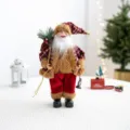 Poupée Père Noël Debout 30cm Décoration de Noël Festive Figurine en Peluche Ornement Cadeau - Plaid Rouge avec Lanterne 30cm