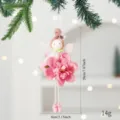 Hanging angel girl Christmas tree ornament with pink flowers, 20cm height, 14g lightweight. - Deep Pink Angel Girl