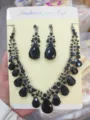 Set di gioielli con collana e orecchini in cristallo nero vintage da donna alla moda. - Canna di fucile