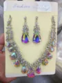 Set di collana e orecchini in cristallo retrò esagerato alla moda da donna due pezzi - Aurora boreale