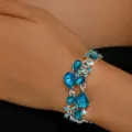 Bracciale in lega di strass cristallo blu per donne elegante gioielli da sposa di lusso - Argento Blu Lago