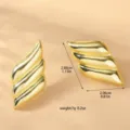 Orecchini geometrici asimmetrici dorati, eleganti orecchini pendenti in metallo per donne. - Stile a Strati Ondulati (80119502) / Oro