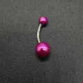 Κομψό ανοξείδωτο piercing ομφαλού με μωβ ακρυλικές μπάλες για γυναικείο κόσμημα σώματος. - Στυλ Μοβ Διπλής Μπάλας / Μοβ (JE1651B)