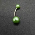 Πράσινη ακρυλική μπάρα καμπύλη piercing αφαλού από ανοξείδωτο χάλυβα όμορφο κόσμημα - Στυλ Πράσινης Διπλής Μπάλας / Πράσινο (JE1651C)