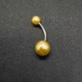 Stainless steel belly button ring with yellow acrylic balls body piercing item - Yellow (JE1651E)
