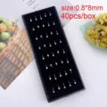 Scatola di 40 piercing per naso in acciaio inossidabile 0.8x8mm gioielli per il corpo - Stile Anello con Strass Bianco / 40 Pezzi/Confezione (0.8x8mm) / Colore acciaio