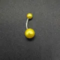 Surgical steel curved navel piercing ring with vibrant yellow acrylic balls body jewelry - Bright Yellow (JE1651I)