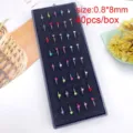 Set di 40 pezzi scatola acciaio inossidabile colorato naso borchie piercing 0,8x8mm - Stile Anello con Strass Multicolore / 40 Pezzi/Confezione (0.8x8mm) / Colore acciaio
