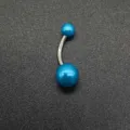 Blue acrylic ball stainless steel navel ring belly piercing jewelry body piercing accessory - Blue (JE1651J)