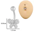 Piercing per l'ombelico in acciaio inossidabile con ciondolo farfalla in zircone luminoso. - 1,6*10*5mm / Stile Farfalla (JE1616G)