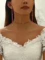 Red rhinestone choker necklace and long tassel earrings set for women party jewelry. - Red