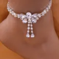 Rhinestone Butterfly Anklet Bohemian Crystal Foot Chain Sparkly Beach Jewelry For Women - Silver