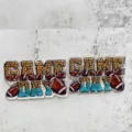 Ακριλικό Game Day σκουλαρίκια ποδόσφαιρο λεοπάρ σχέδιο μόδα γυναικεία κοσμήματα - Στυλ Ράγκμπι Game Day (JE1343D)