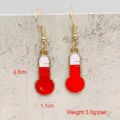 Nurse thermometer pendant earrings, alloy red white medical style cute jewelry gifts. - JE1584F