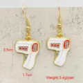 Novelty nurse medical thermometer gun enamel dangle earrings gold alloy fashion jewelry - JE1584H