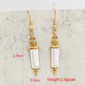 Gold syringe dangle earrings nurse theme alloy jewelry lightweight fashion gift accessories - JE1584I