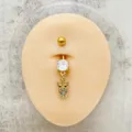 Piercing Ombligo Acero Inoxidable Oro Buho Circonita Joya Corporal De Moda - Estilo Búho Dorado (JE1569O)
