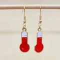 Nurse day thermometer dangle earrings, red white enamel gold alloy fashion jewelry for women. - Thermometer Style