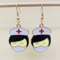 Cute nurse enamel hook earrings alloy medical themed dangle jewelry for women gifts - Cartoon Nurse Style