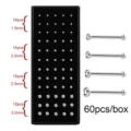 Scatola piercing naso acciaio inossidabile 60pz cristallo perni naso gioielli corpo misura assortita - Dritto (JE0597A)