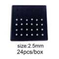 Scatola 24pz piercing naso acciaio inossidabile 2.5mm cristallo trasparente gioielli corpo - Stile Dritto Strass Bianco (JE0007A) / 24 Pezzi/Confezione (2.5mm)