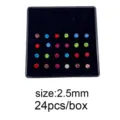 Box piercing naso in acciaio inox con cristalli 24pz, gioielli corpo colorati 2.5mm. - Stile a barra dritta con strass colorati (JE0008A) / 24 Pezzi/Confezione (2.5mm)