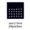 Nuovo 24Pcs 2.5mm Cristallo Naso Chiodi Acciaio Inossidabile Corpo Piercing Scatola Vendita - Stile Dritto Strass Bianco (JE0008B) / 24 Pezzi/Confezione (2.5mm)