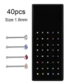 Set da 40pz piercing per naso in acciaio inox 1.8mm con pietre di cristallo vari - Dritto (JE0598B)