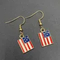 American flag dangle earrings gold alloy enamel star stripe drop earrings jewelry - Rectangular USA Flag (JE1586)