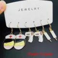 Nurse Theme Alloy Dangle Earrings Set Medical Thermometer Syringe Jewelry Gift for Women - Three Pairs Set Three