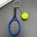 Tennis racket keychain pendant sports tennis key ring metal accessory for sports enthusiasts - Blue