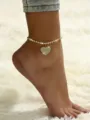 Gold rhinestone heart anklet for women sparkling crystal tennis chain foot jewelry accessory - Gold