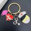 Χαριτωμένο μεταλλικό μπρελόκ ιατρικού θέματος με νοσοκόμα, στηθοσκόπιο και καρδιά. - Σετ Ροζ Μάσκα (JE1583B)