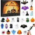 Scatola calendario dell'Avvento di Halloween con 24 mini giocattoli squishy per bimbi - 26 * 18 * 3CM / tema Halloween / Set da 24 Pezzi / Lettera A