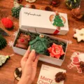 Coffret cadeau de bougies parfumées de Noël avec formes de renne, maison et flocon - Grande Boîte Cadeau D (Cerf+Maison Lapin+Flocon)