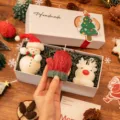 Coffret cadeau de bougies parfumées de Noël avec bonhomme de neige et renne faits main - Grande Boîte Cadeau E (Bonhomme de Neige+Gant+Cerf)