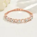 Bracciale geometrico in strass oro rosa braccialetto con catena di cristallo vintage donna - Oro rosa