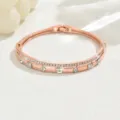 Stupendo bracciale rigido geometrico in strass di cristallo oro rosa, dettaglio traforato. - Stile Cavo Geometrico (80511636) / Oro rosa