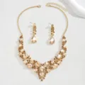 Élégant ensemble de bijoux collier et boucles d'oreilles en strass cristal doré femme. - Champagne