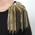 Spalline con frange in metallo dorato di lusso strass nappa catene per spalle accessori per abito vintage - Oro